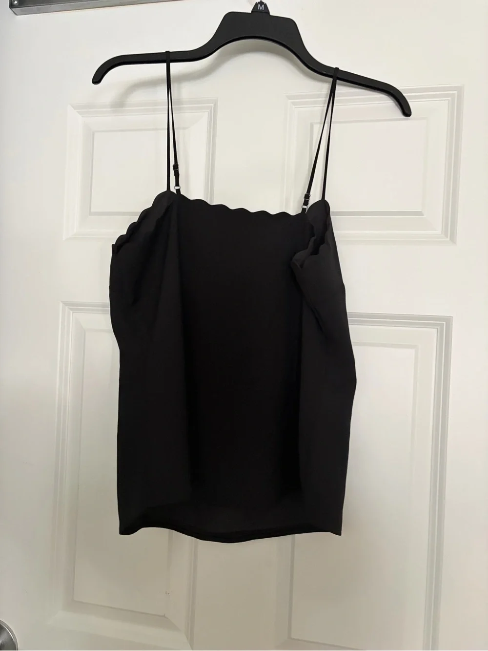 J. Crew Black Scallop-Edge Spaghetti Strap Camisole